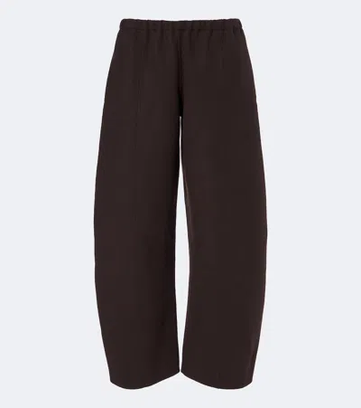 Khaite Clover Wool Barrel-leg Pants In Brown