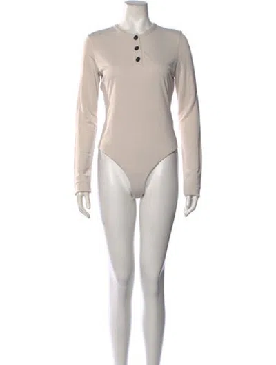 Pre-owned Khaite Crew Neck Long Sleeve Bodysuit In Neutrals
