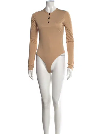 Pre-owned Khaite Crew Neck Long Sleeve Bodysuit W/ Tags In Neutrals