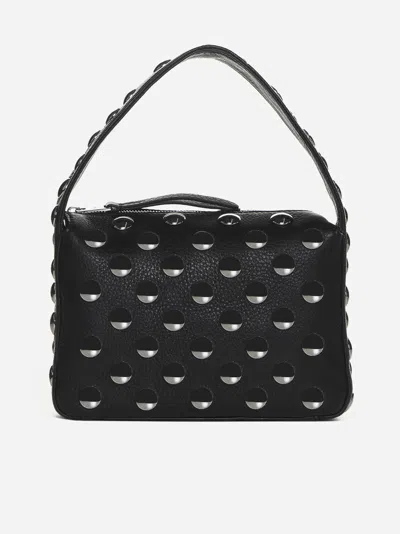 Khaite Elena Studs Leather Small Handbag In Black