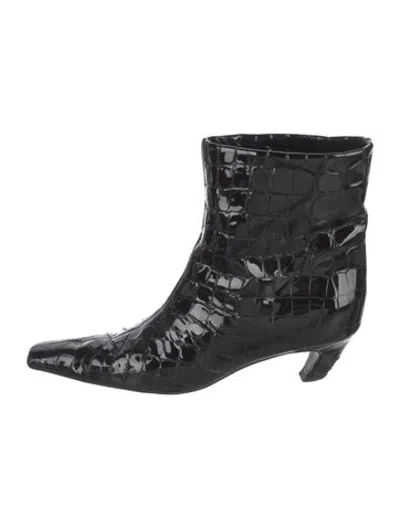 Pre-owned Khaite Embossed Leather Animal Print Boots In Black