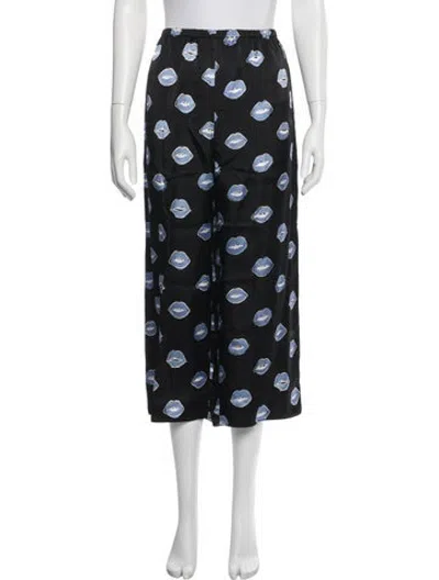 Pre-owned Khaite Graphic Print Wide Leg Pants In Black