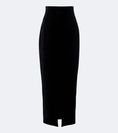 Khaite Lachlan Cotton Velvet Pencil Skirt In Black