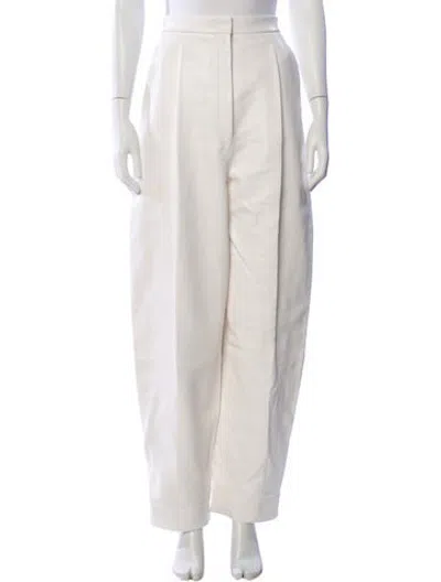 Pre-owned Khaite Lambskin Straight Leg Pants In White