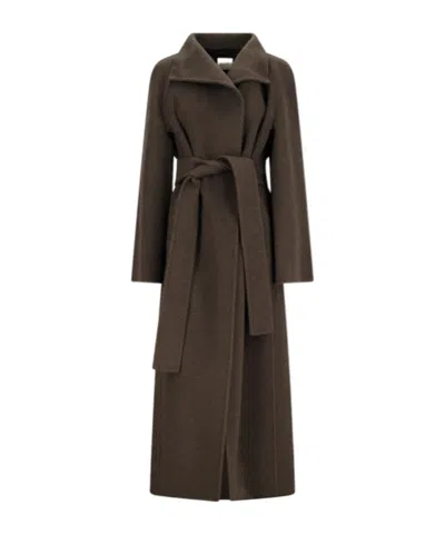 Khaite Lapel Coat In Brown