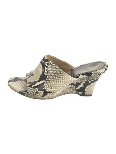 Pre-owned Khaite Leather Animal Print Slides In Neutrals