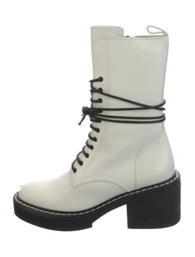 Pre-owned Khaite Leather Lace-up Boots In White