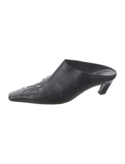 Pre-owned Khaite Leather Patterned Mules In Black