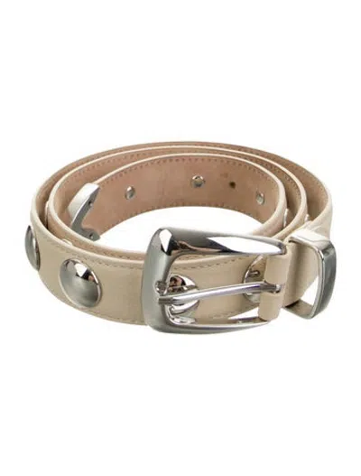 Pre-owned Khaite Leather Studded Accents Waist Belt In White