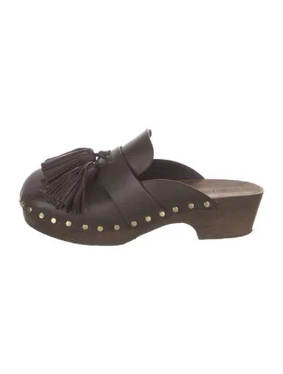 Pre-owned Khaite Leather Tassel Accents Mules In Brown