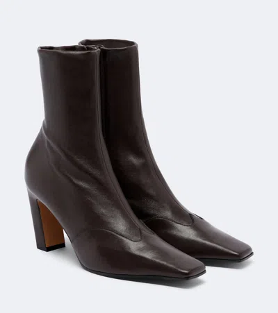 Khaite Nevada Leather Ankle Boots In Brown