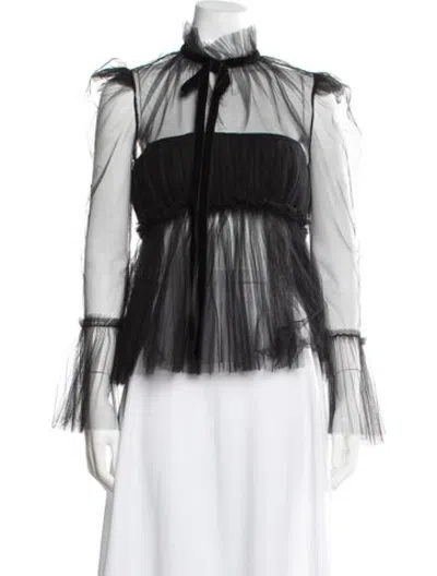 Pre-owned Khaite Nylon Tie Neck Blouse In Black
