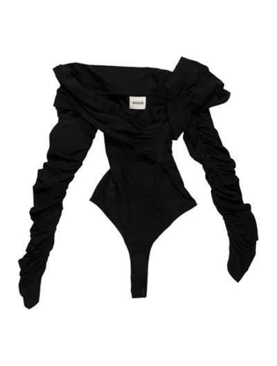 Pre-owned Khaite Off-the-shoulder Long Sleeve Bodysuit In Black