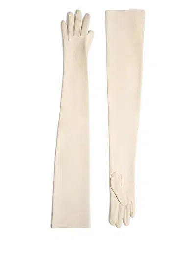Khaite Remo Long Leather Gloves In Neutral