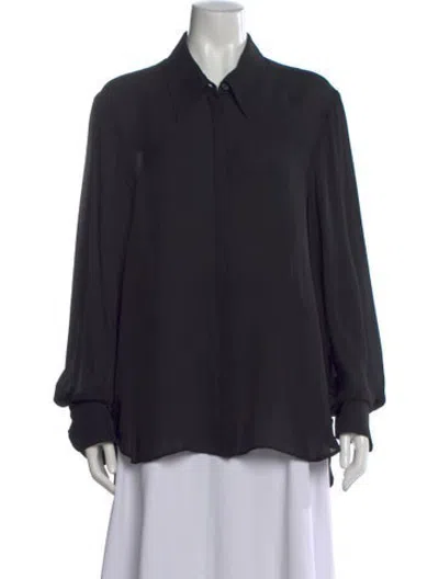 Pre-owned Khaite Silk Long Sleeve Blouse In Black