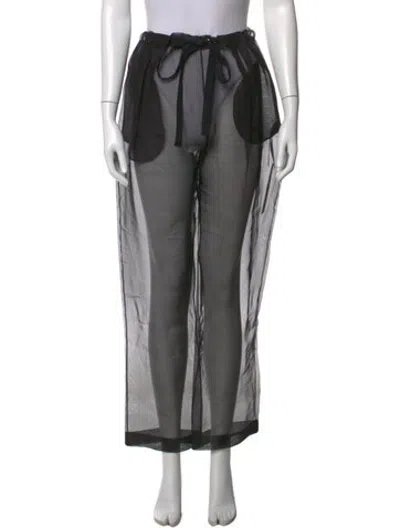 Pre-owned Khaite Silk Wide Leg Pants In Black