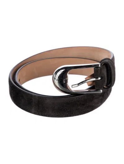 Pre-owned Khaite Skinny Suede Waist Belt In Grey