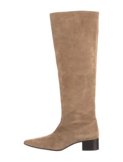 Pre-owned Khaite Suede Boots In Neutrals