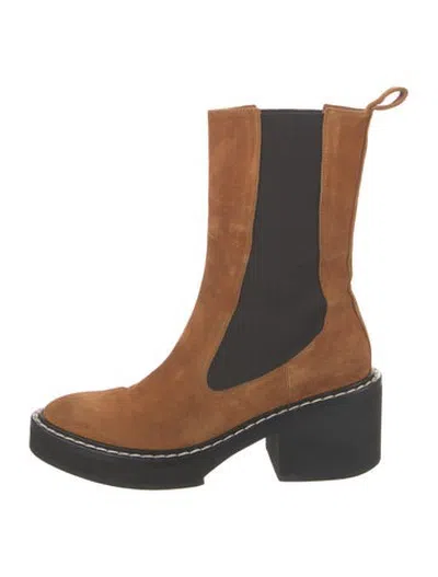 Pre-owned Khaite Suede Chelsea Boots In Brown