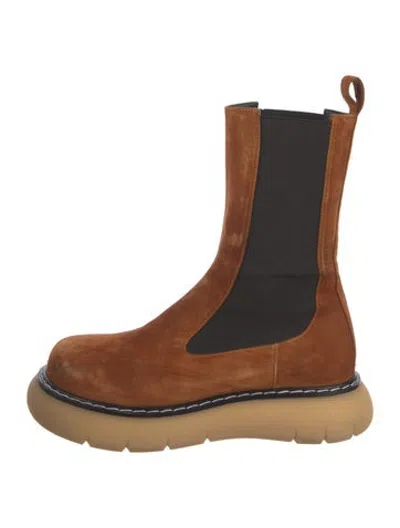 Pre-owned Khaite Suede Chelsea Boots In Brown