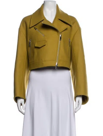 Pre-owned Khaite Virgin Wool Biker Jacket In Yellow