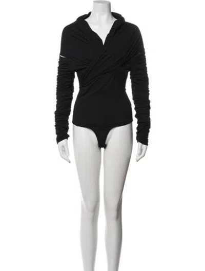 Pre-owned Khaite V-neck Long Sleeve Bodysuit In Black