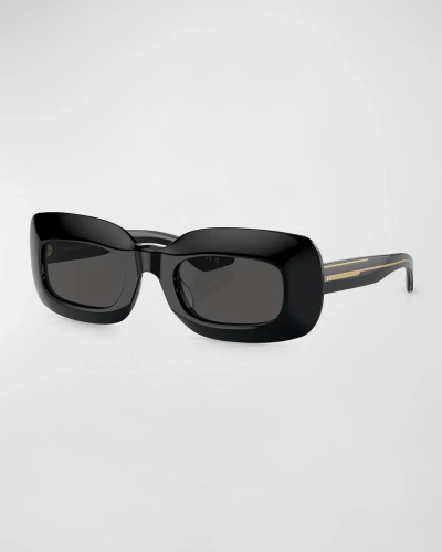 Khaite X Oliver Peoples Beveled Acetate Rectangle Sunglasses In Black