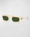 Khaite Beveled Acetate Rectangle Sunglasses In Green
