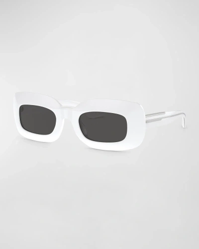 Khaite X Oliver Peoples Beveled Acetate Rectangle Sunglasses In White