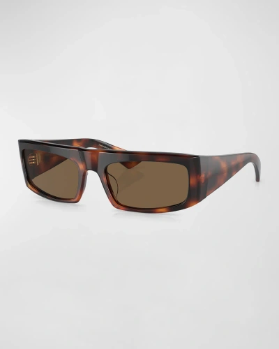 Khaite X Oliver Peoples Bold Acetate Rectangle Sunglasses In Brown