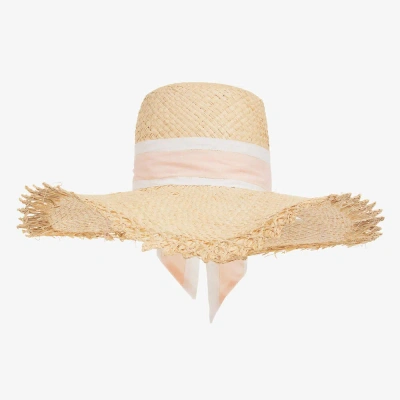 Kidiwi Kids' Girls Beige Straw Sun Hat