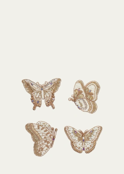 Kim Seybert Papillon Beaded Coasters, Set Of 4 In Gold