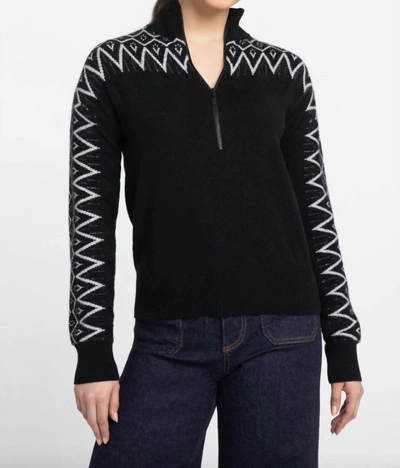 Kinross Alpine Qtr Zip Mock Sweater In Black/silver