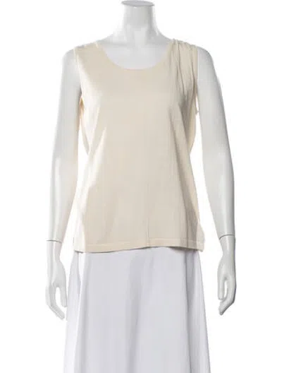 Pre-owned Kinross Cashmere Silk Scoop Neck Top W/ Tags In Neutrals