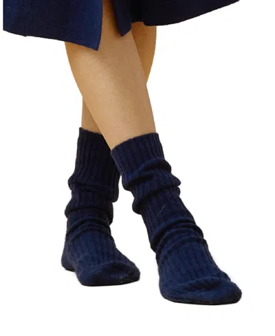 Kip. Merino Cashmere Sleep Socks In Blue