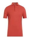 Kired Man Polo Shirt Rust Size 44 Cotton In Red