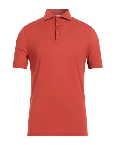 Kired Man Polo Shirt Rust Size 44 Cotton In Red