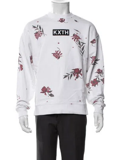 Pre-owned Kith Floral Print Crew Neck Sweatshirt In White