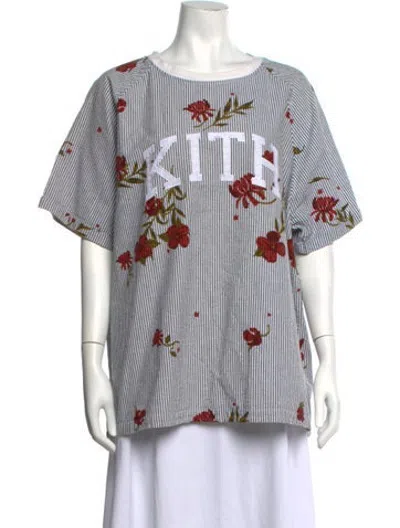 Pre-owned Kith Floral Print Crew Neck T-shirt In White