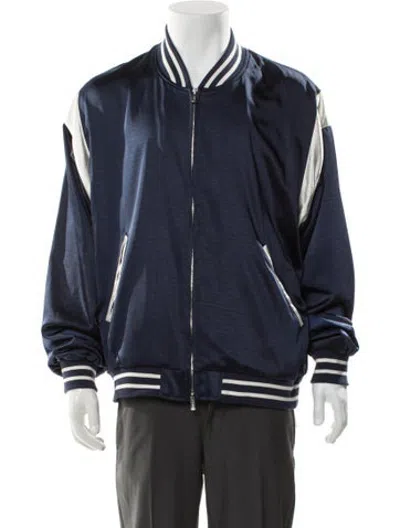 Pre-owned Kith Striped Bomber Jacket In Blue/grey