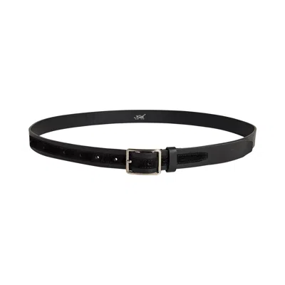 Pre-owned Kith Two-tone Smooth Leather & Suede Belt 'black' | Men's Size Xxl