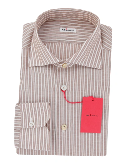 Pre-owned Kiton $600  Light Brown Cotton Blend Shirt - Slim - (kt1223231)