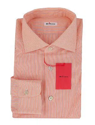 Pre-owned Kiton Orange Striped Cotton Blend Shirt - Slim - 15.75/40 - (kt1130239)