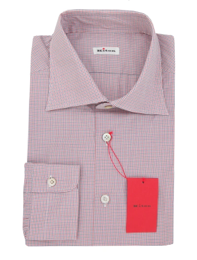 Pre-owned Kiton Red Micro-check Cotton Shirt - Slim - (kt11302318)