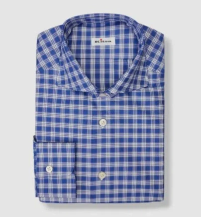 Pre-owned Kiton $940  Italy Men's Blue Cotton Button-down Dress Shirt Size 41/ 16