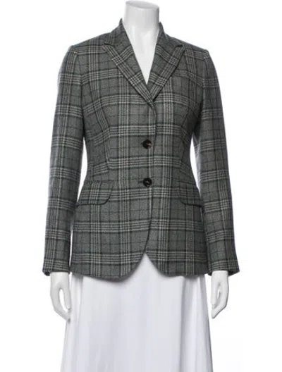 Pre-owned Kiton Cashmere Plaid Print Blazer In Green