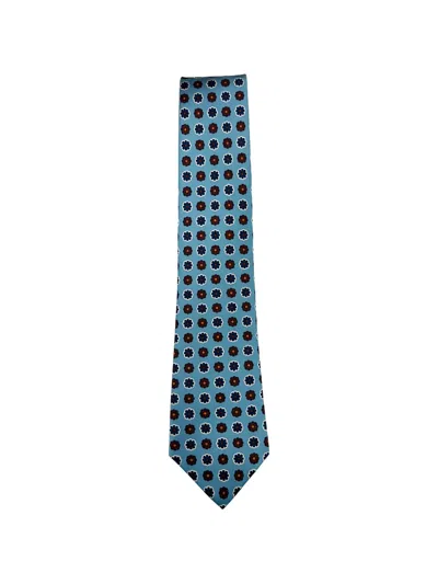 Kiton Floral-print Silk Tie In Blue