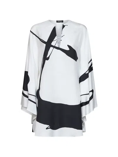Kiton Graphic-print Ruffled Blouse In White