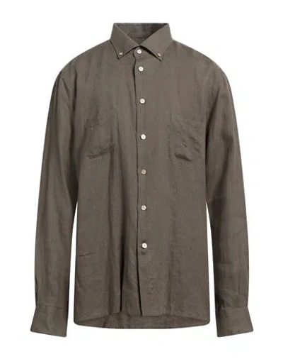 Kiton Man Shirt Military Green Size 3xl Linen