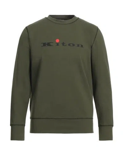 Kiton Man Sweatshirt Military Green Size S Cotton, Elastane
